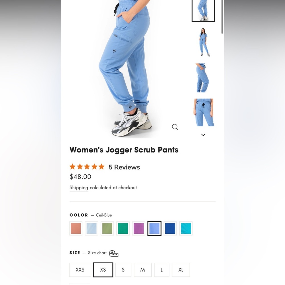 Mims Women’s Jogger Scrub Pants XS Petite